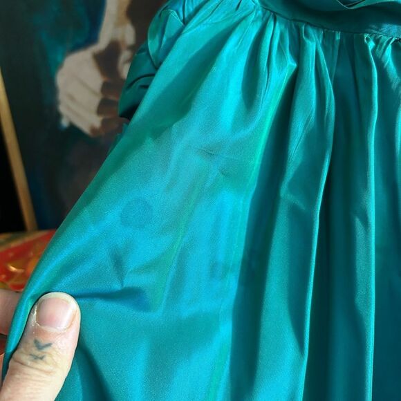 Vintage 50s 60s Stunning Teal iridescent Prom Dress Ball Gown Cocktail XS - Picture 16 of 16
